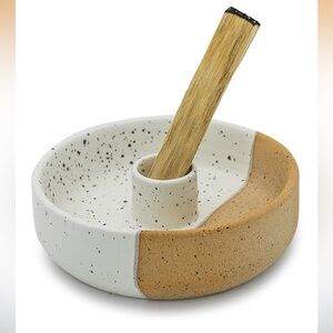 Bursera Speckled White and Tan Ceramic Incense / palo santo Holder.